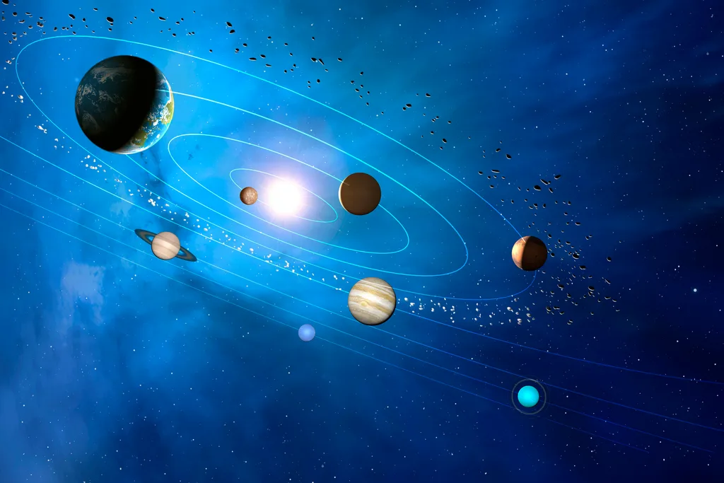 Planets orbiting the sun.