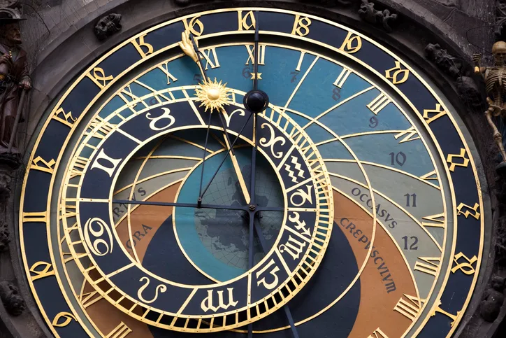 The astronomical clock at Prague's Town Hall.