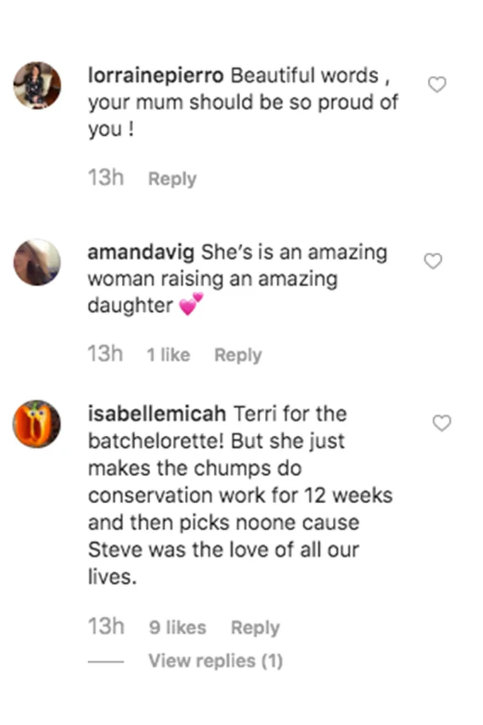 Bindi Irwin Terri Irwin message Instagram
