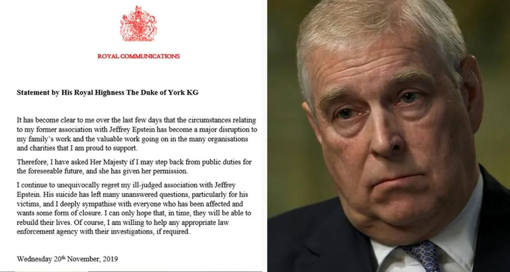 Prince Andrew Virginia Roberts responds step down public duties