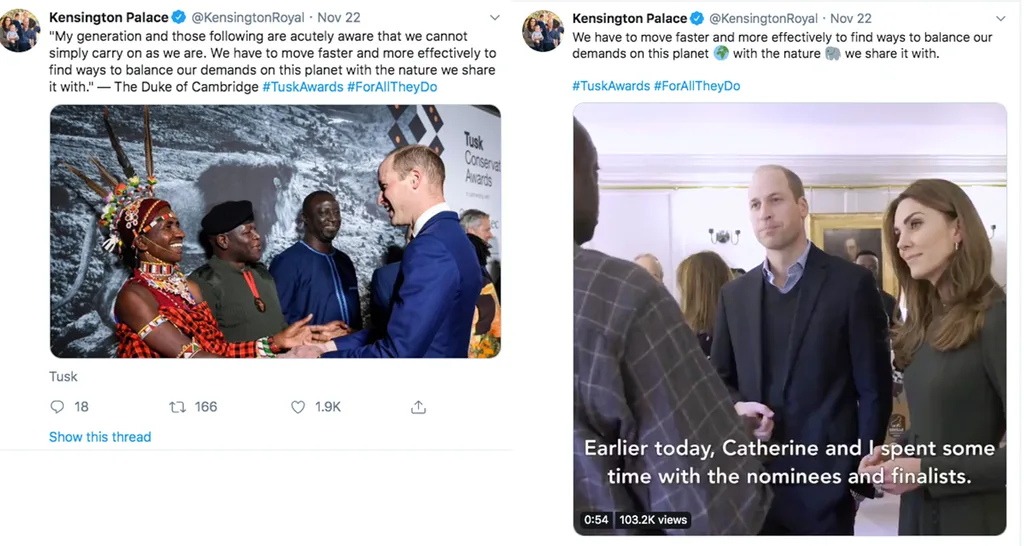 Prince William Kate Middleton Tusk Awards Twitter