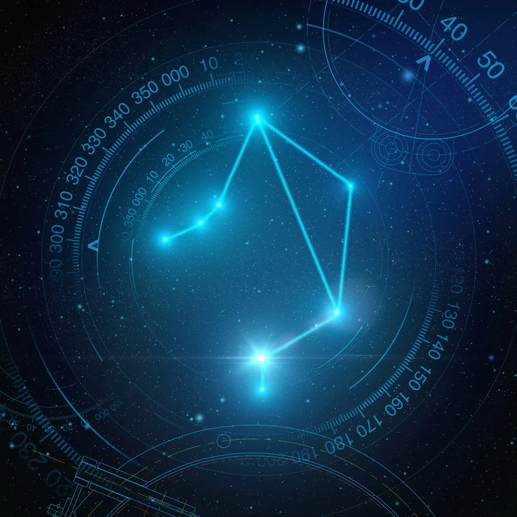 A graphic depicting a libra constellation