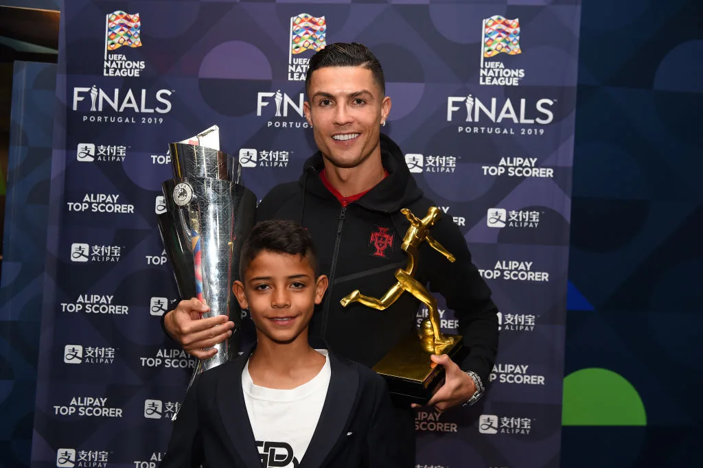 Cristiano Ronaldo with his son at the UEFA Nations League Final