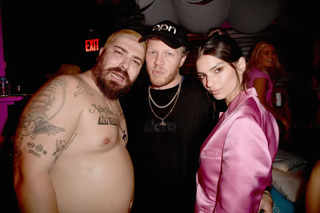 Josh Ostrovsky, Sebastian Bear-McClard and Emily Ratajkowski at the Pink Party III