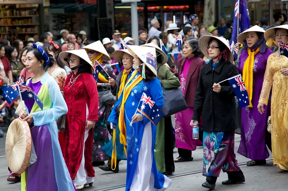 A multicultural parade in Australia.