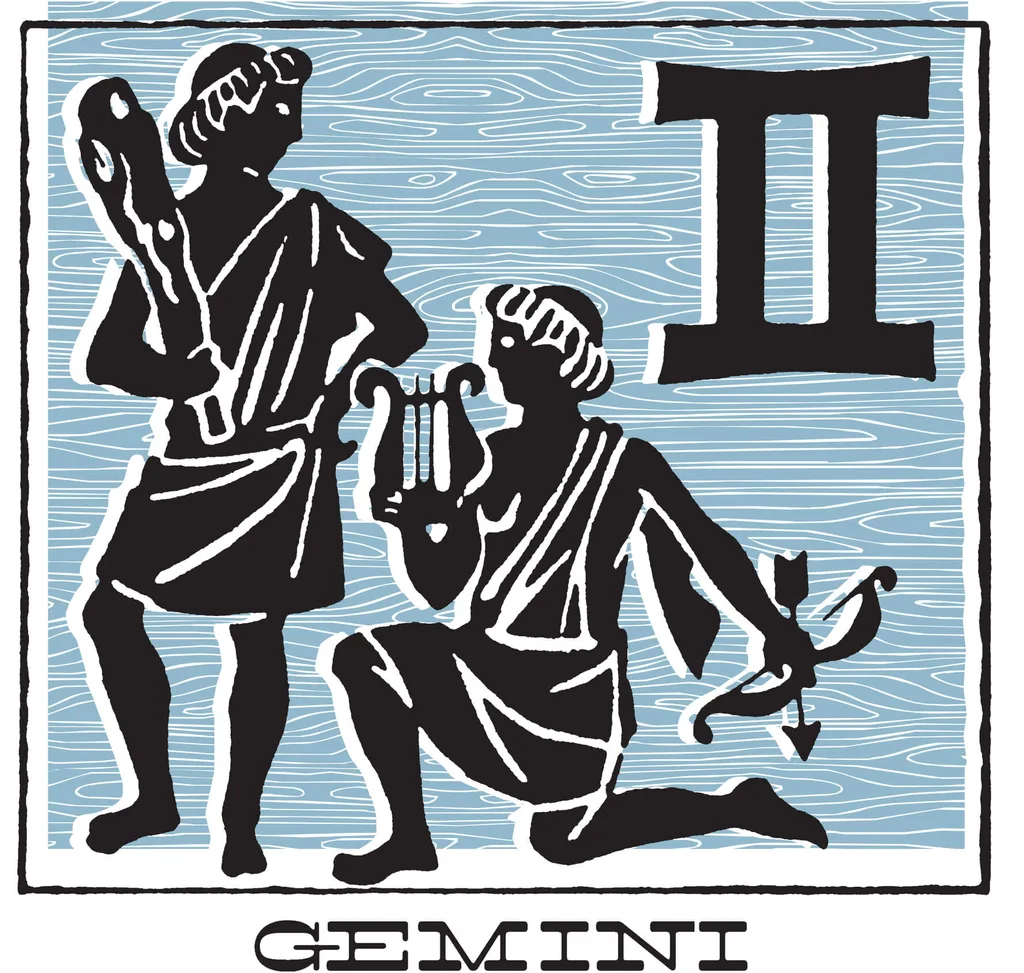 A silhouette of a Gemini symbol