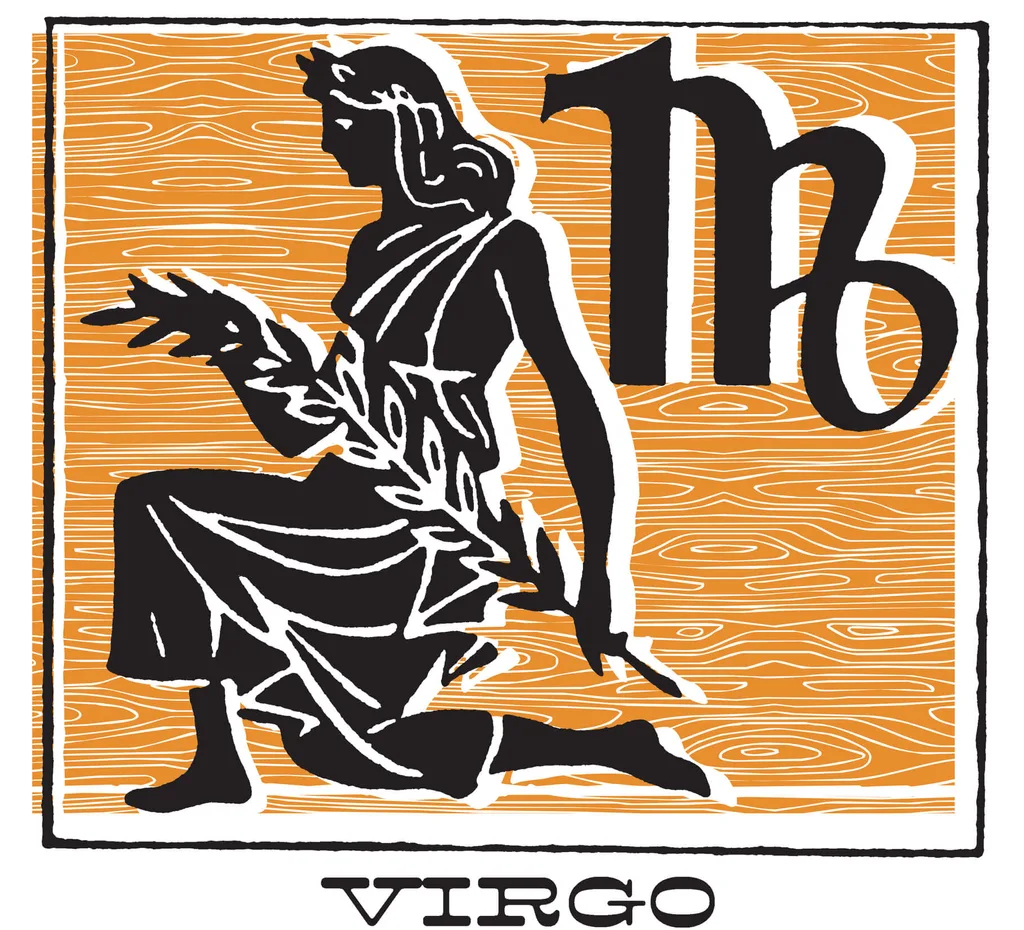 A silhouette of a Virgo zodiac symbol