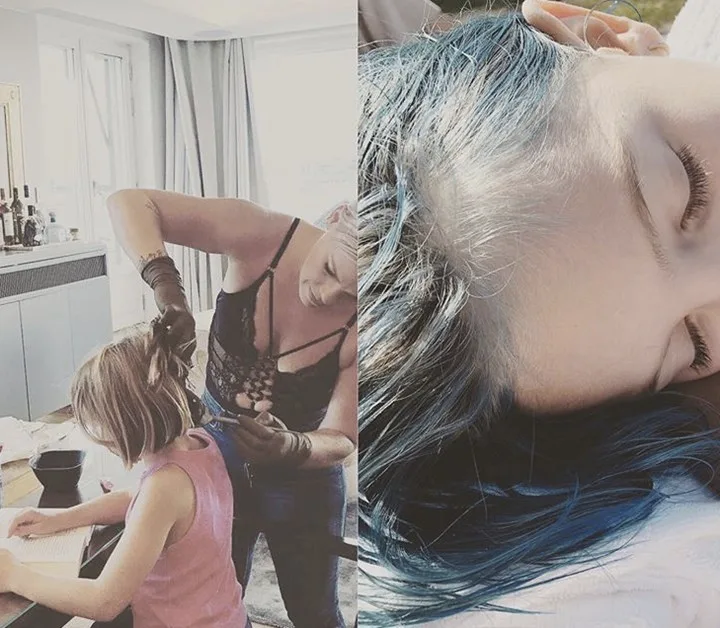 Pink blue hair
