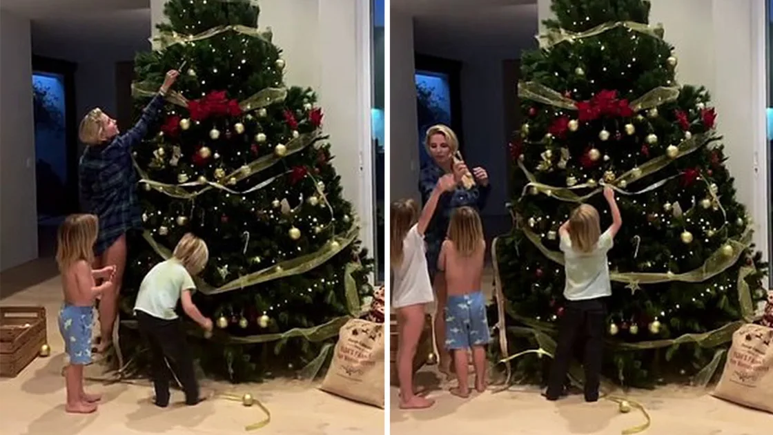 Elsa Pataky and children decorate Christmas tree New Idea
