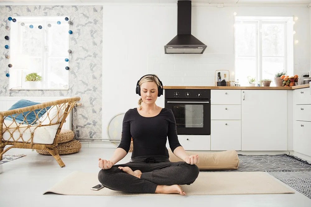 meditation with headphones