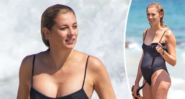 LOOK: Karl Stefanovic and pregnant Jasmine’s beach baby joy pictures