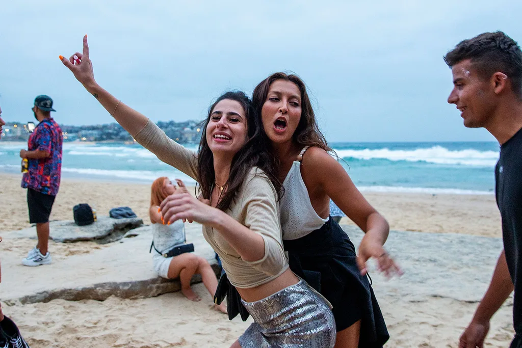 New Year's Day revellers Bondi Beach Sydney