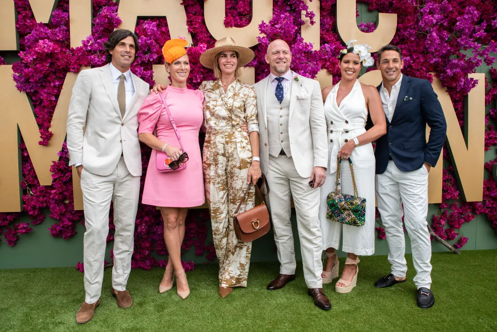 : (L-R) Nacho Figueras, Zara Phillips, Delfina Blaquier, Mike Tindall, Nicole Slater and Billy Slater attend the Moet Marquee Magic Millions Raceday at the Gold Coast Turf Club on January 11