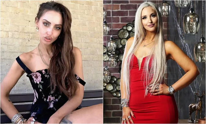 MAFS' Lizzie before her transformation, right, and Lizzie now, left