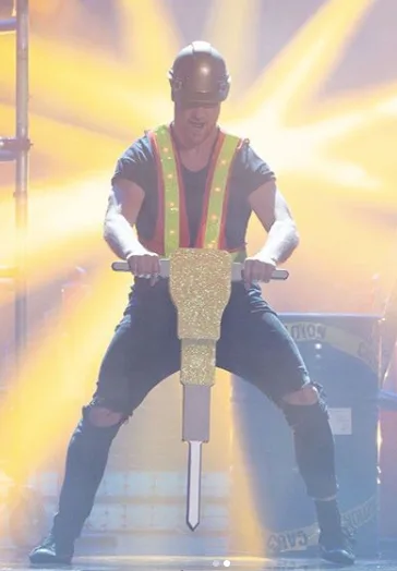 Dean donned a hi-vis vest and a white hard hat for his performance, an outfit of choice for many male strippers on the Hen party circuit.
