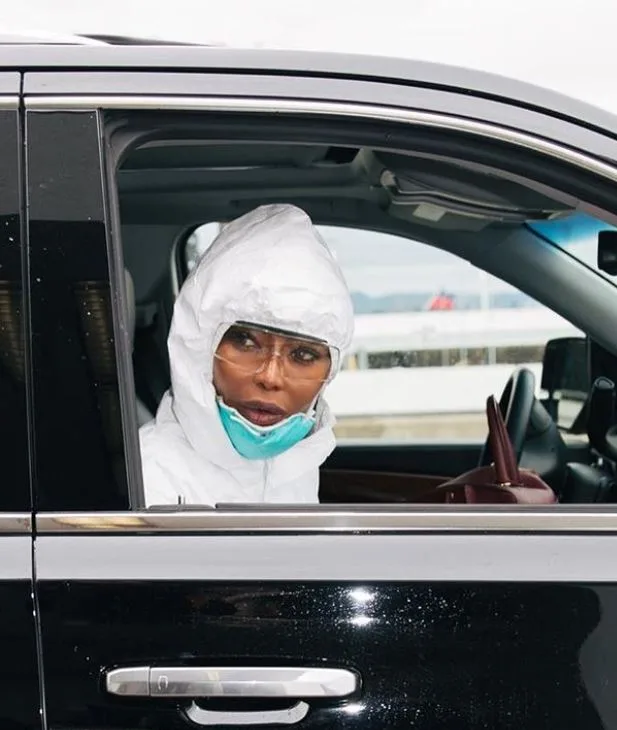 Supermodel Naomi Campbell not taking any chances with the corornavirus