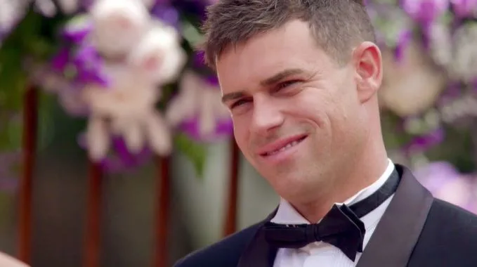 Michael was the first to read his vows at the outdoor ceremony and he gushed over his blonde ‘wife’.