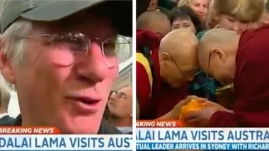 The Dalai Lama arrives in Sydney with Richard Gere in 2015