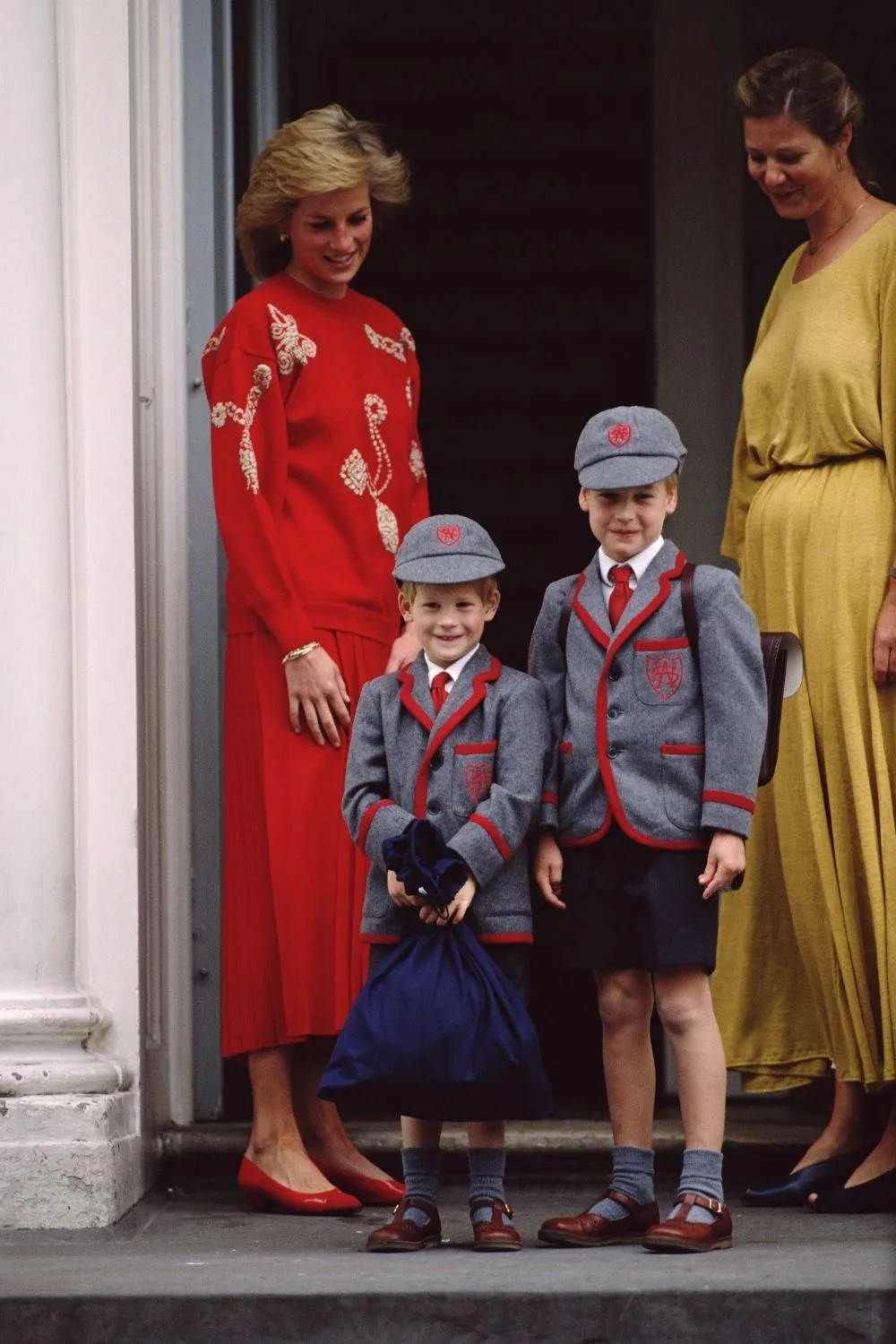 princess diana with prince william and prince harry in their school uniforms