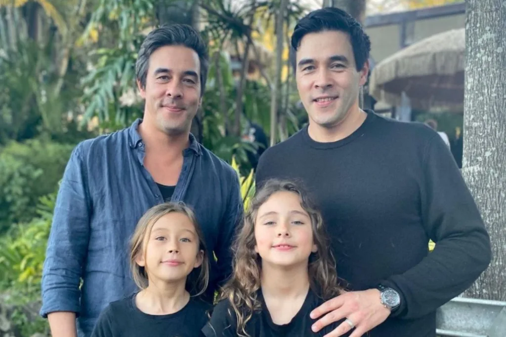 James and Nick Stewart with kids
