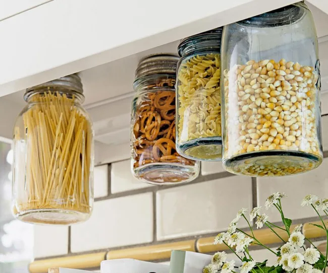 Mason jar kitchen storage ideas