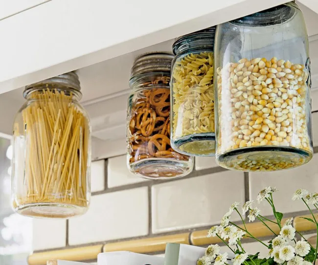 Mason jar kitchen storage ideas
