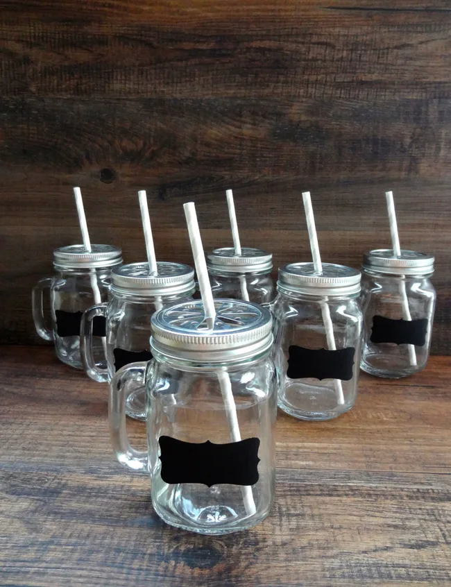 Mason jars with chalkboard labels