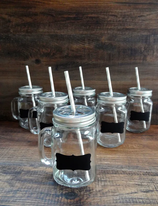 Mason jars with chalkboard labels