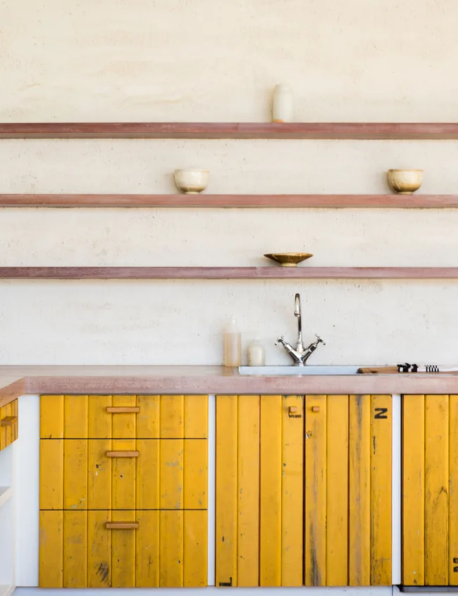 Yellow, wooden, interior design