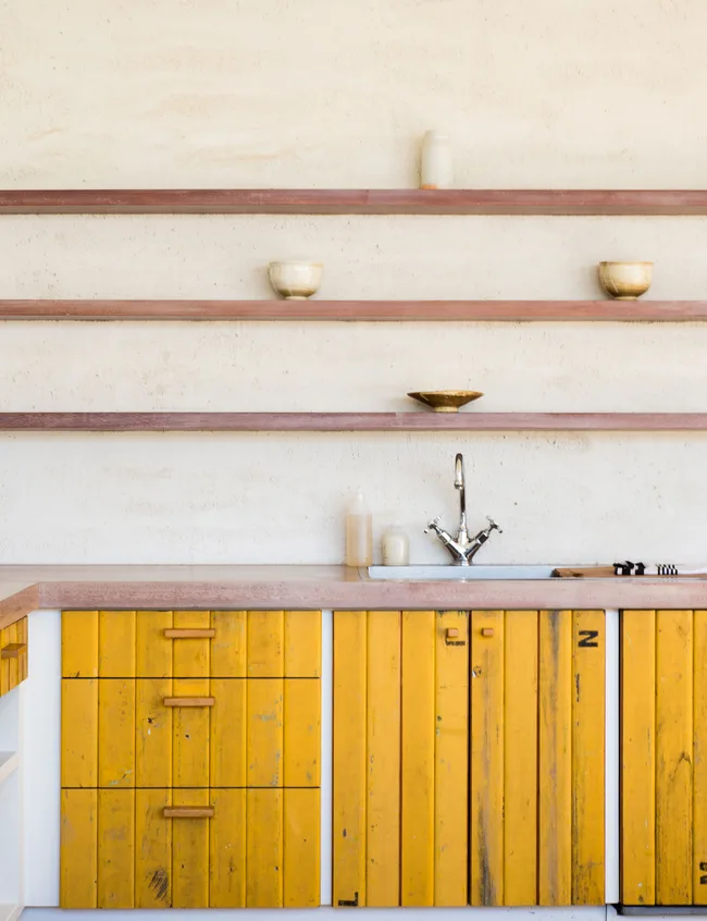 Yellow, wooden, interior design