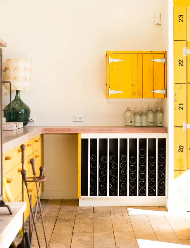 Yellow, wooden, interior design