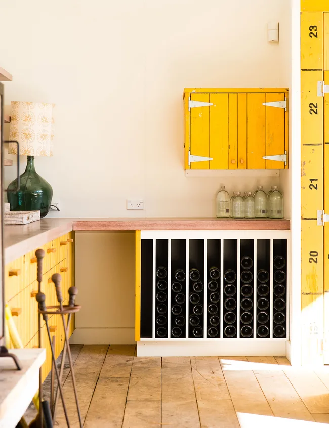 Yellow, wooden, interior design