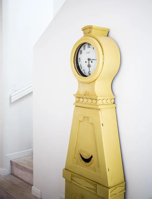 old yellow grandfather clock