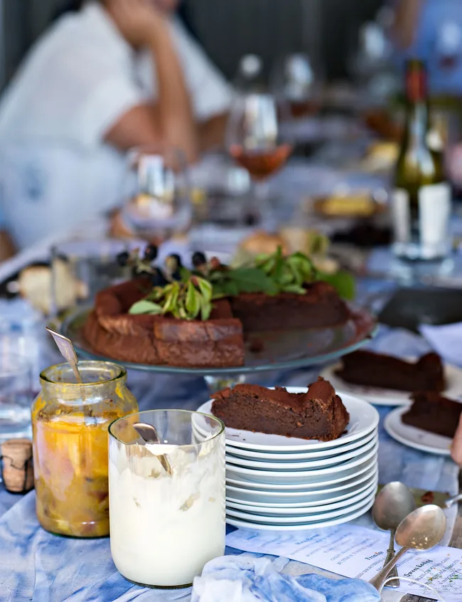 Chocolate cake centrepiece
