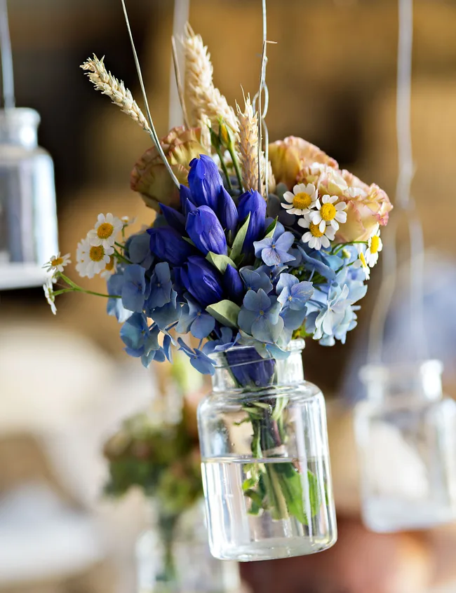 Hanging flower chandeliers