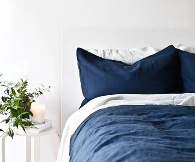 Stonewash linen in inky blue