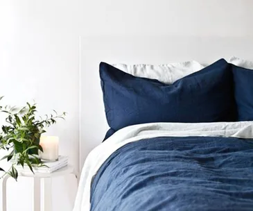 Stonewash linen in inky blue