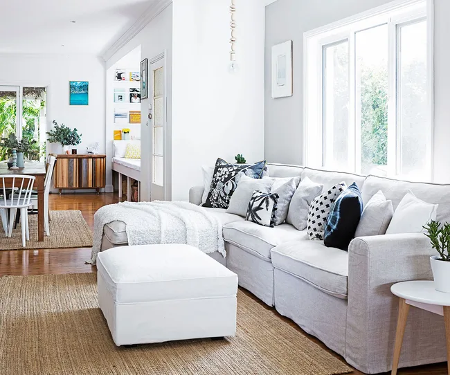 Bernadette Cross, brick cottage, kids, lounge, Queensland, beach house