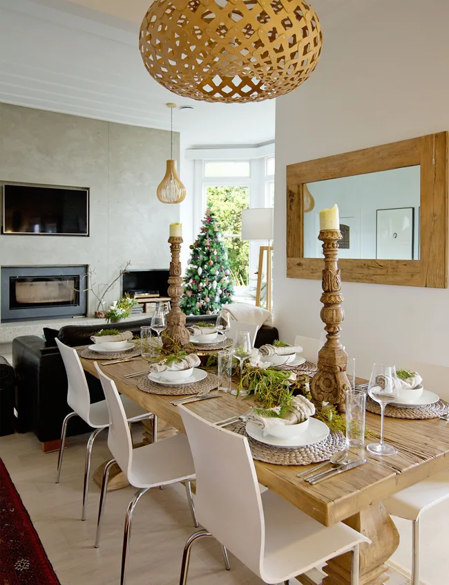 Christmas, table setting, earthy