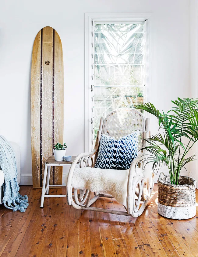 Bernadette Cross, brick cottage, kids, surf board, Queensland, beach house