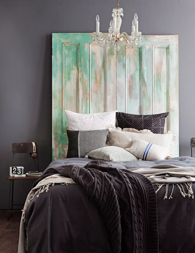 Distressed door headboard