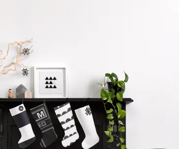 black and white, Christmas, Christmas stocking, DIY