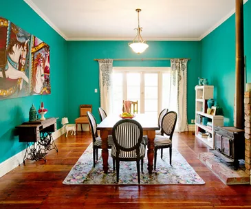An old farmhouse ditches the beige in favour of gem-like colours