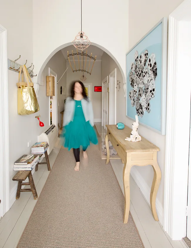 The wide central hallway.