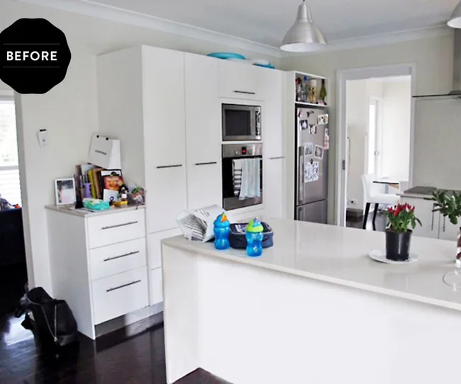 Before the revamp the original kitchen was a U-shape in the middle of the back of the house.