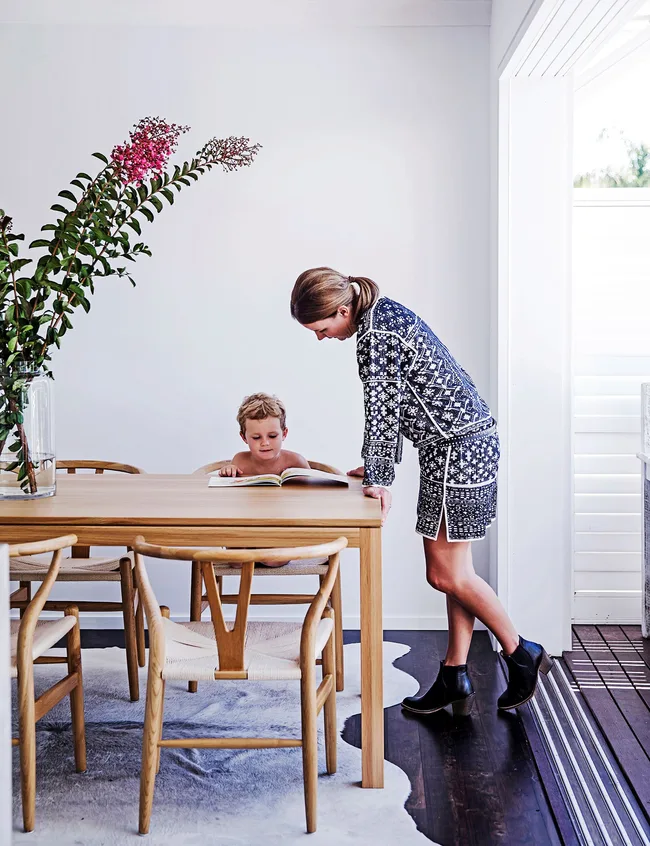 The kitchen, dining room and deck becomes an all inclusive space.