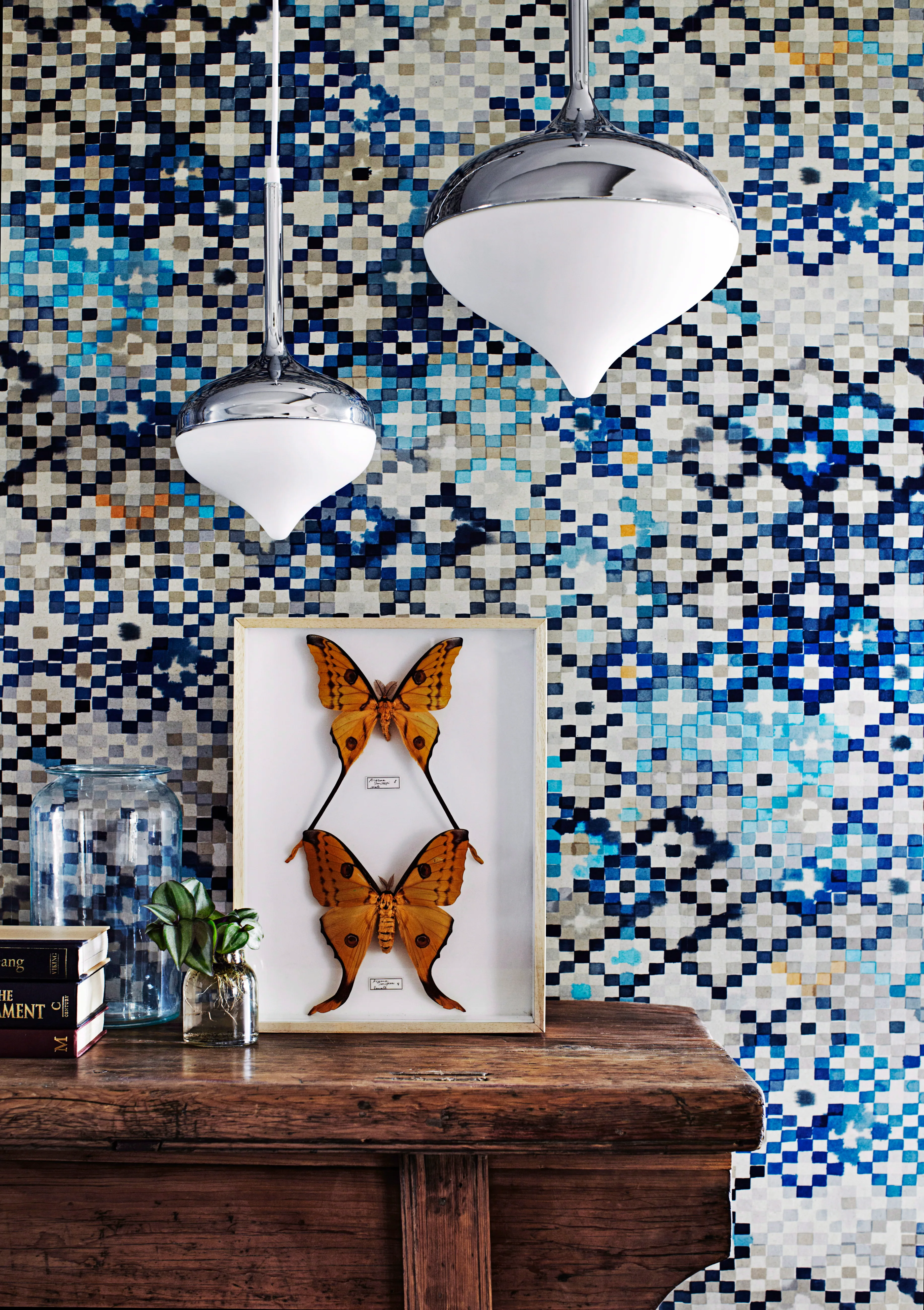Quercus & Co ‘Tapestry’ wallpaper in Prussian Blue.