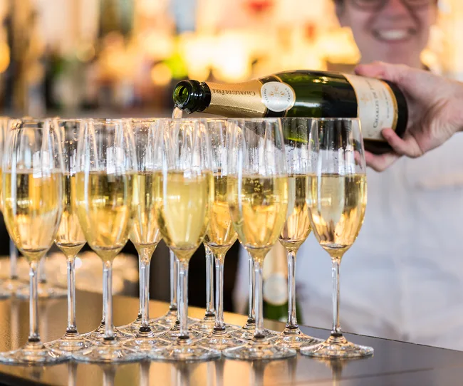 Guests were greeted with champange at the event.