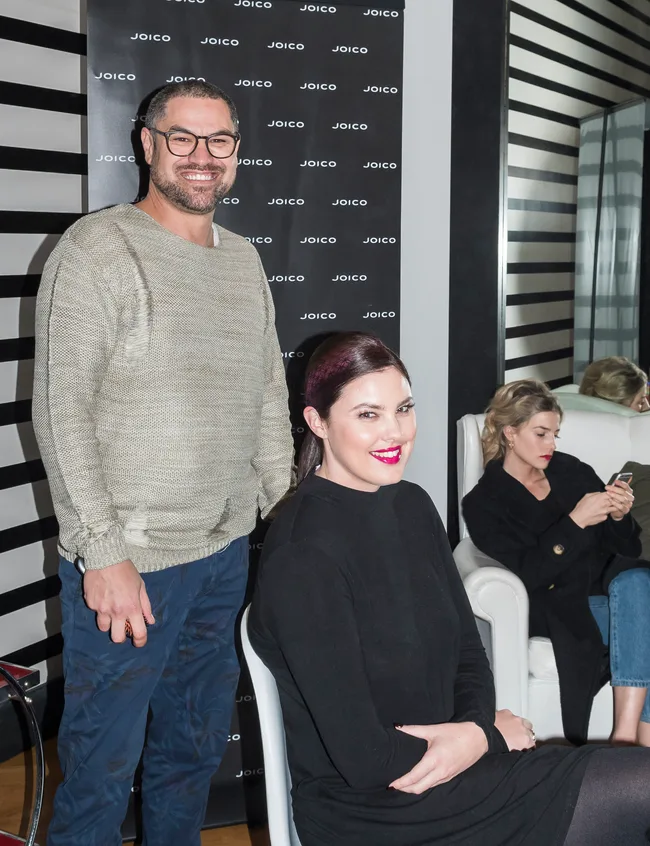 Joico's Nic Apaapa doing the models' hair.