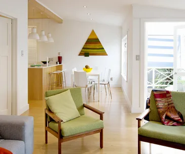 A light, bright home and office with a retro edge